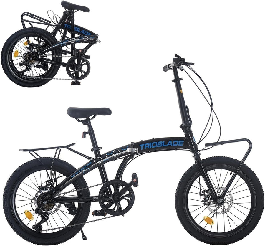 20” Folding Bike 7-Speed with Carrier Lightweight Aluminum Frame Adults Teens