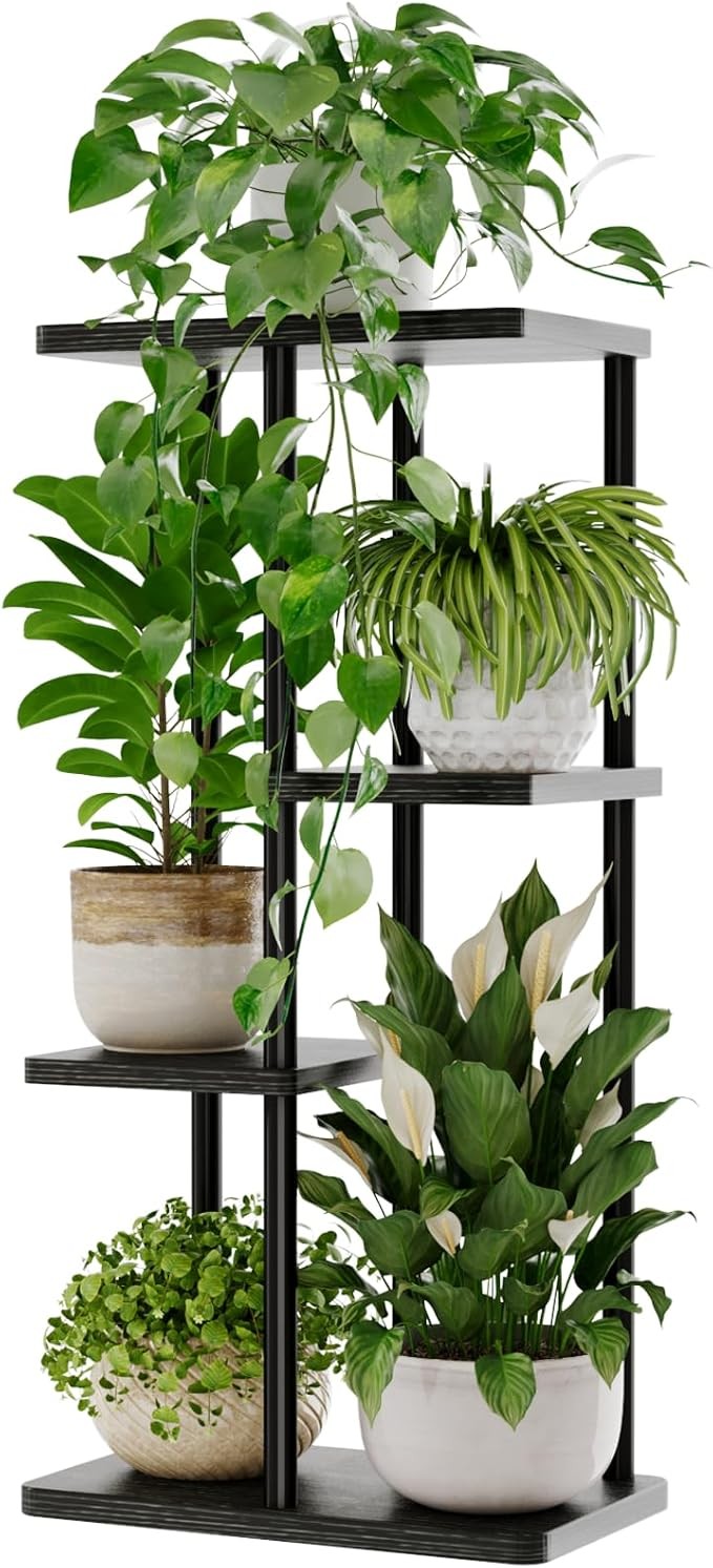4 Tier Metal Plant Stand Indoor Tall Corner Flower Shelf for Living Room Balcony