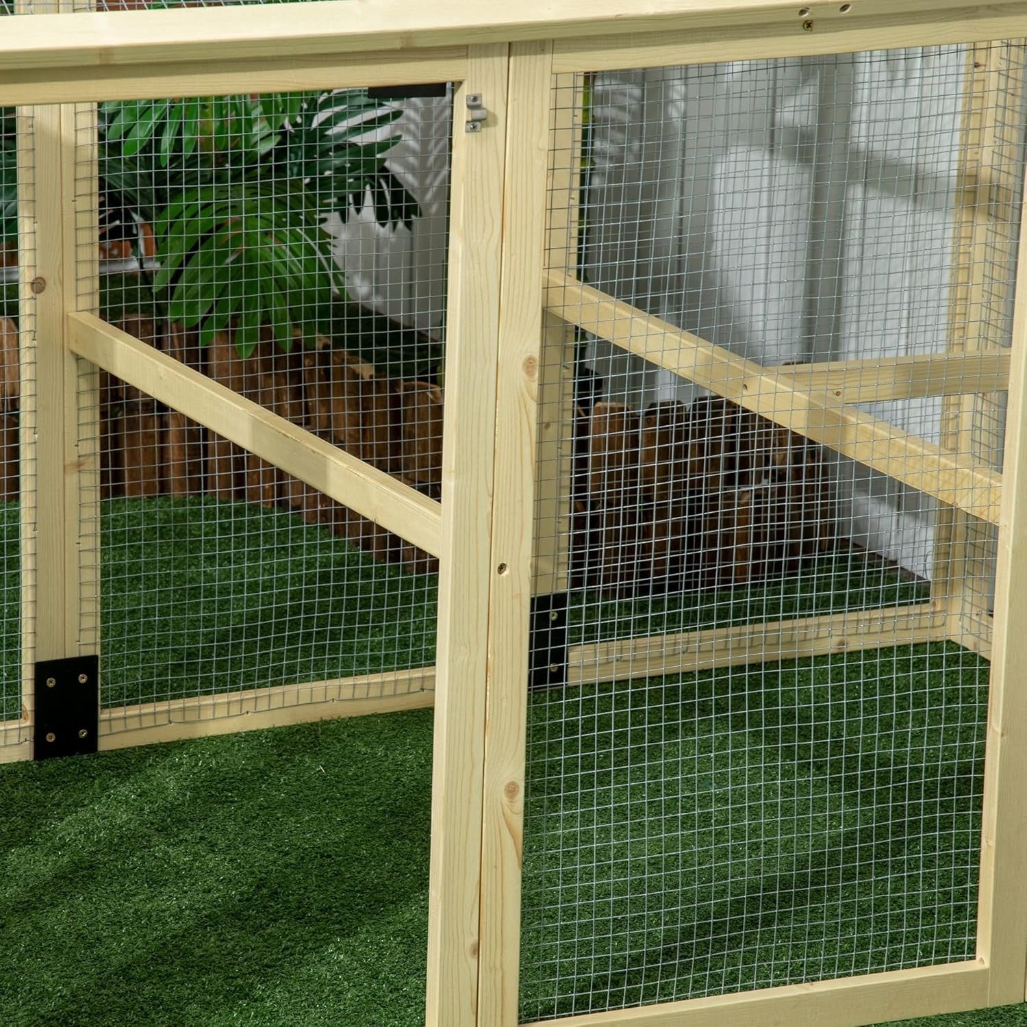 Large Wooden Chicken Run Coop Combinable Pet Playpen Outdoor 1–3 Hens