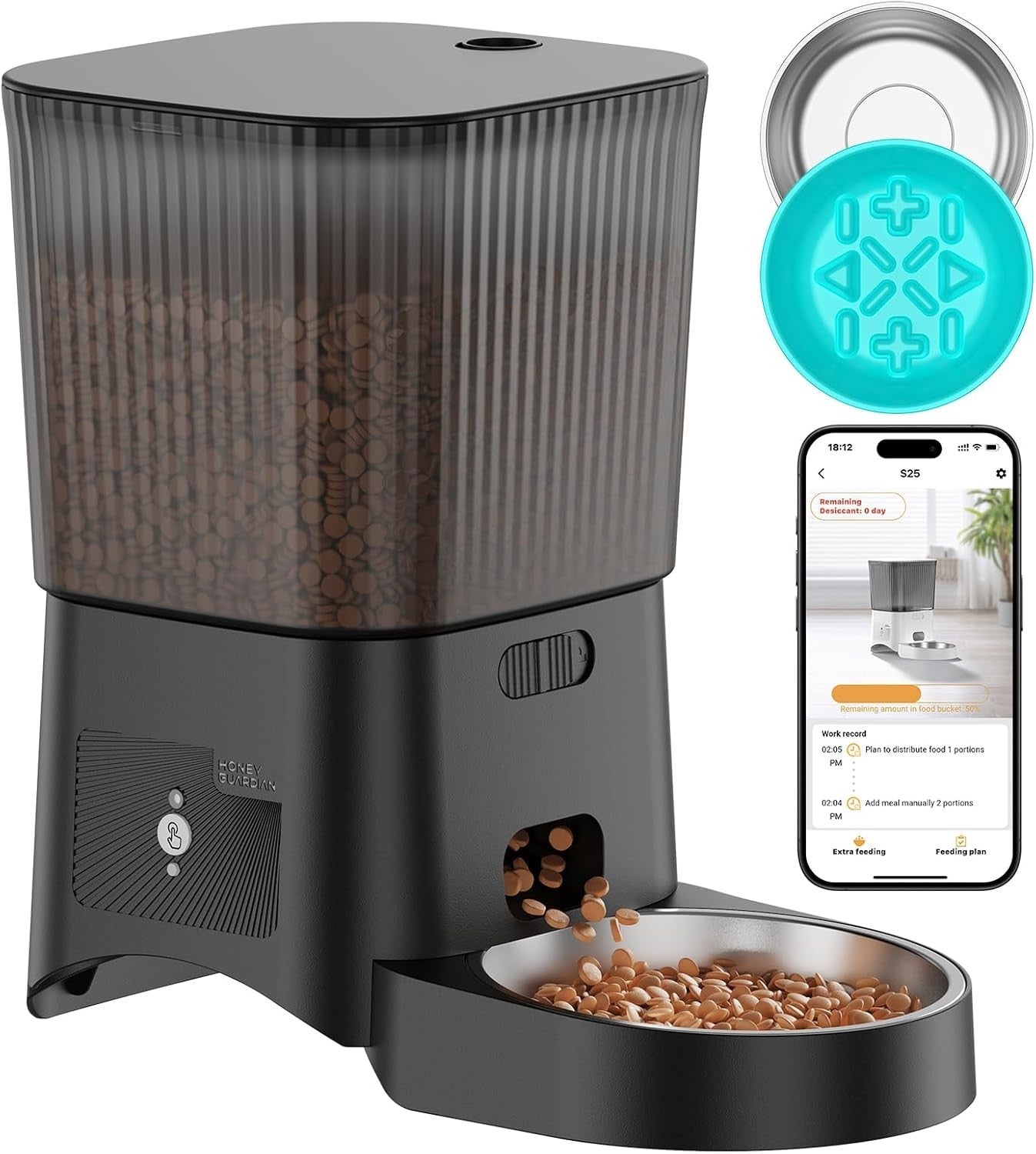 Automatic Cat Feeder WiFi App Control 3.5L Dual Bowl Slow Feed Timer
