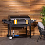 Large Charcoal BBQ Smoker Grill with Thermometer, Adjustable Height