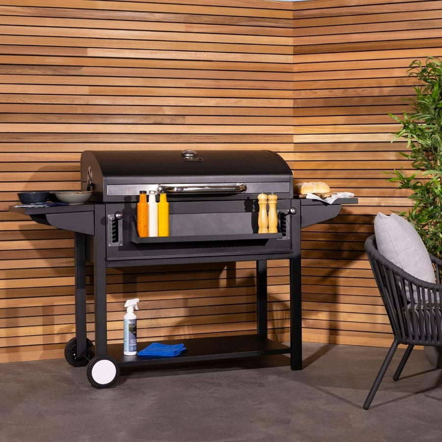 Large Charcoal BBQ Smoker Grill with Thermometer, Adjustable Height