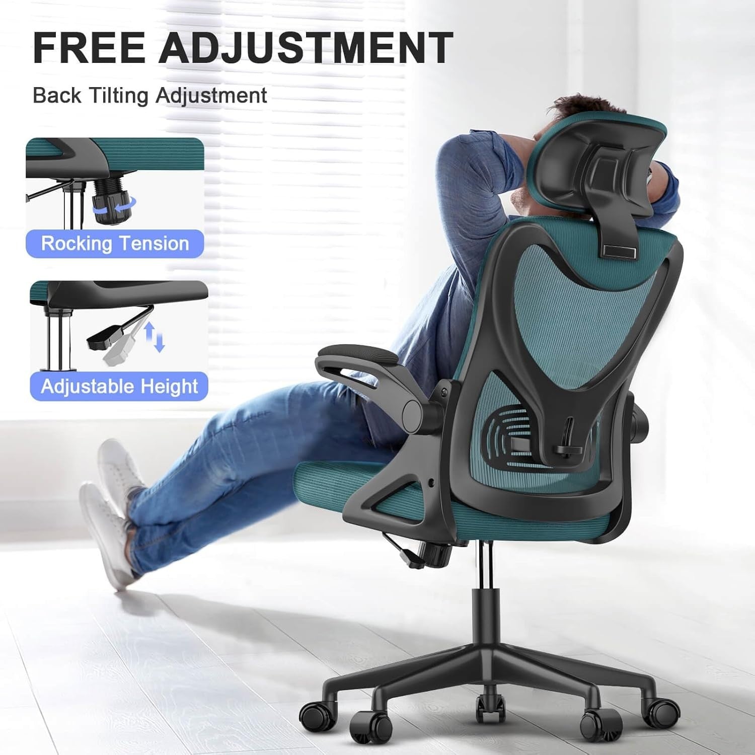 Ergonomic High Back Office Chair Desk Computer Chair Adjustable Lumbar Headrest