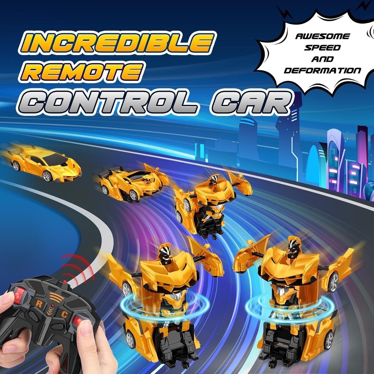 2-in-1 Transforming RC Car Robot Toy | 360° Rotation Remote Control Vehicle