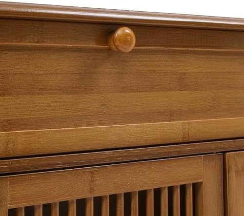 Brown Shoe Storage Cabinet with Seat & Drawer – 4-Tier Hallway Bench 99cm
