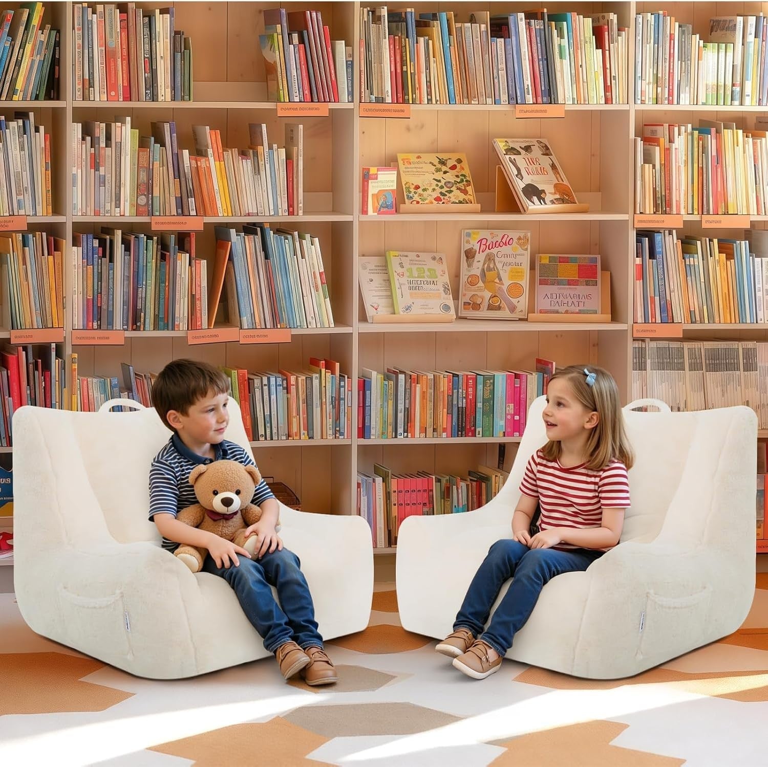 Kids Bean Bag Chair Sofa 60x55x55cm – Toddler Reading Seat Plush