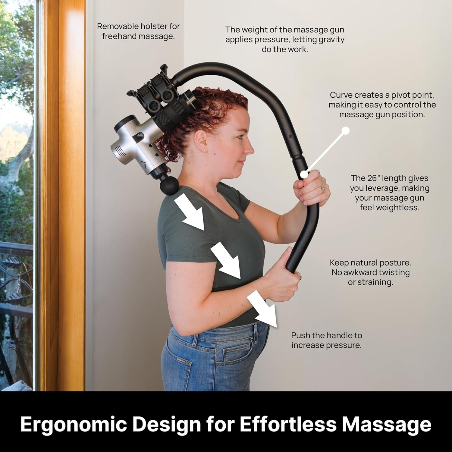 Massage Gun Holder Back Reacher Adjustable Handle Hard To Reach Muscle Relief
