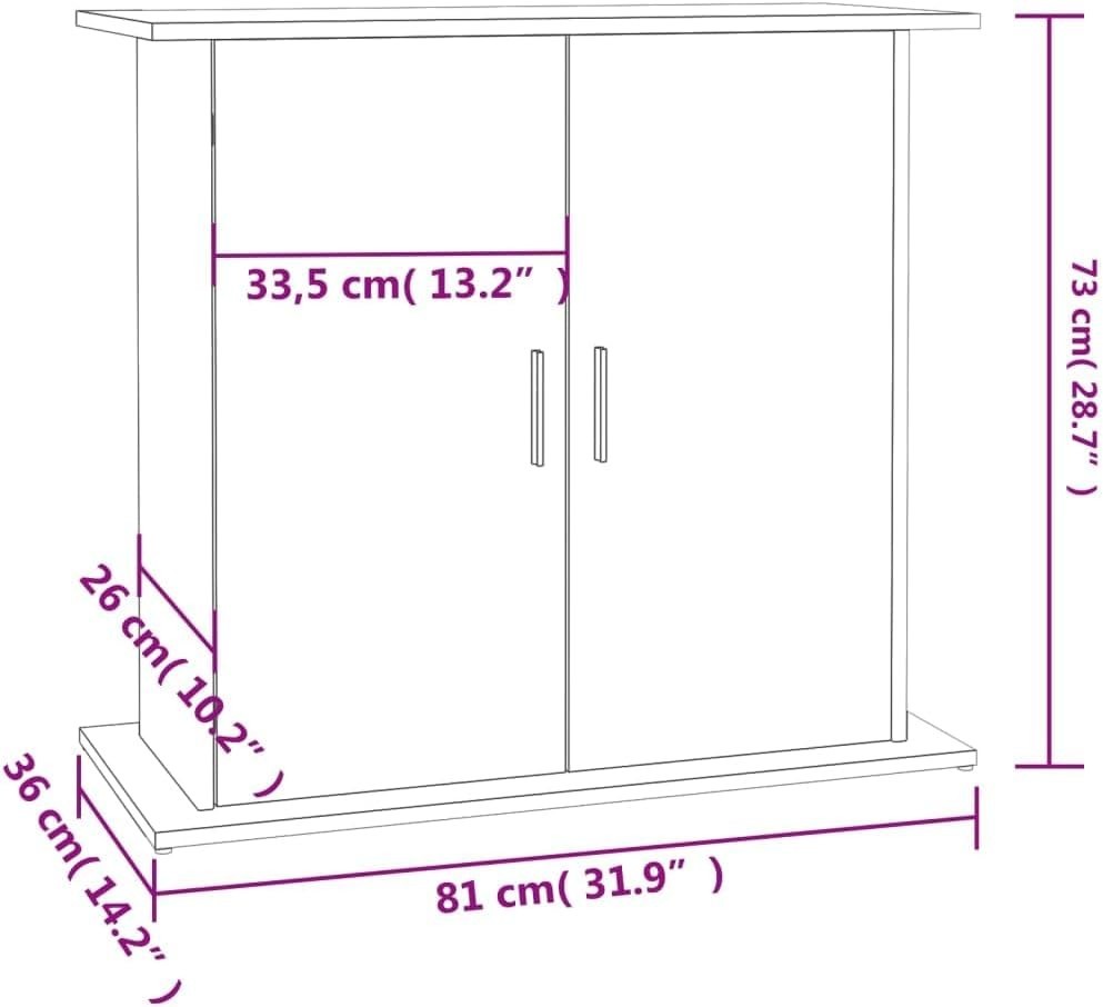 Fish Tank Aquarium Stand Brown Oak Storage Cabinet 81x36x73 cm Durable
