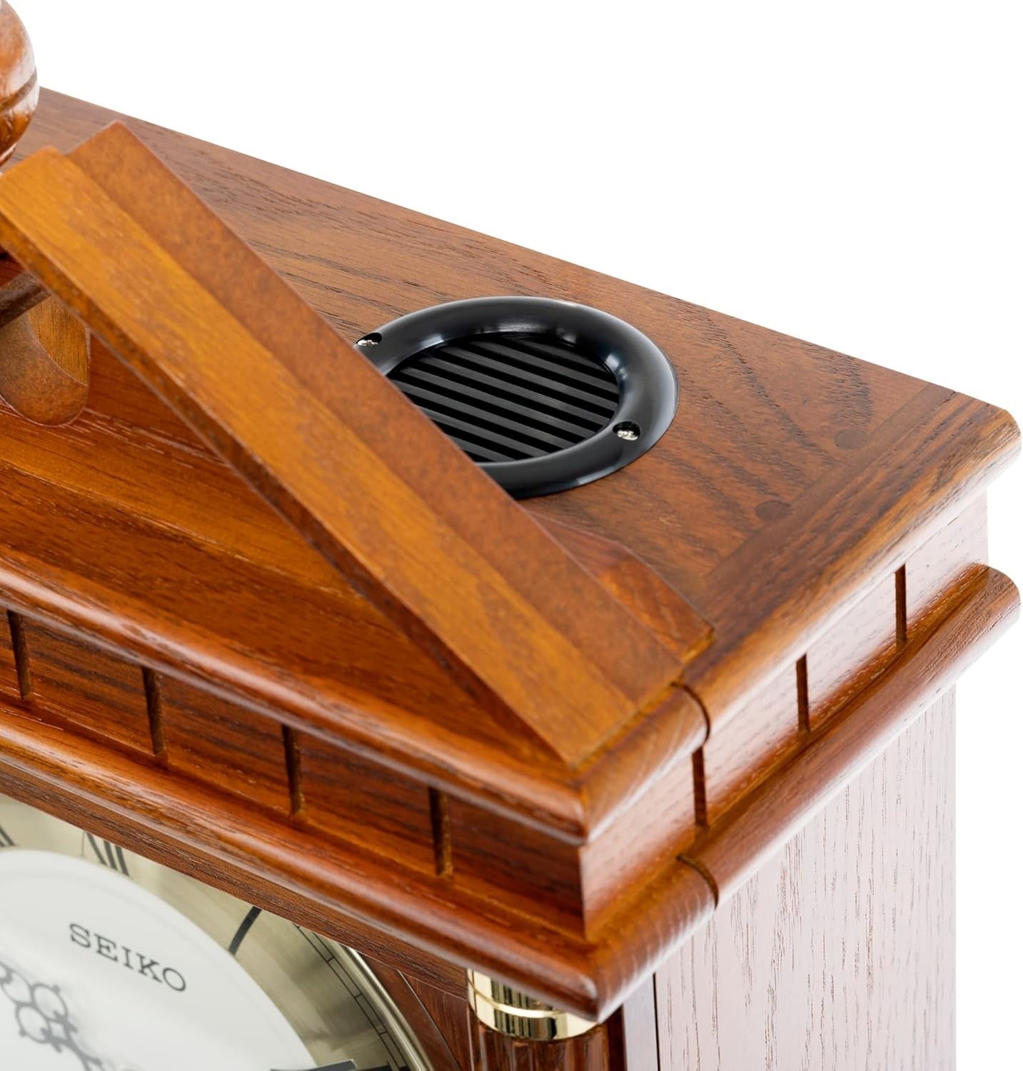 Quartz Wall Clock with Westminster Dual Chime & Silent Pendulum Brown