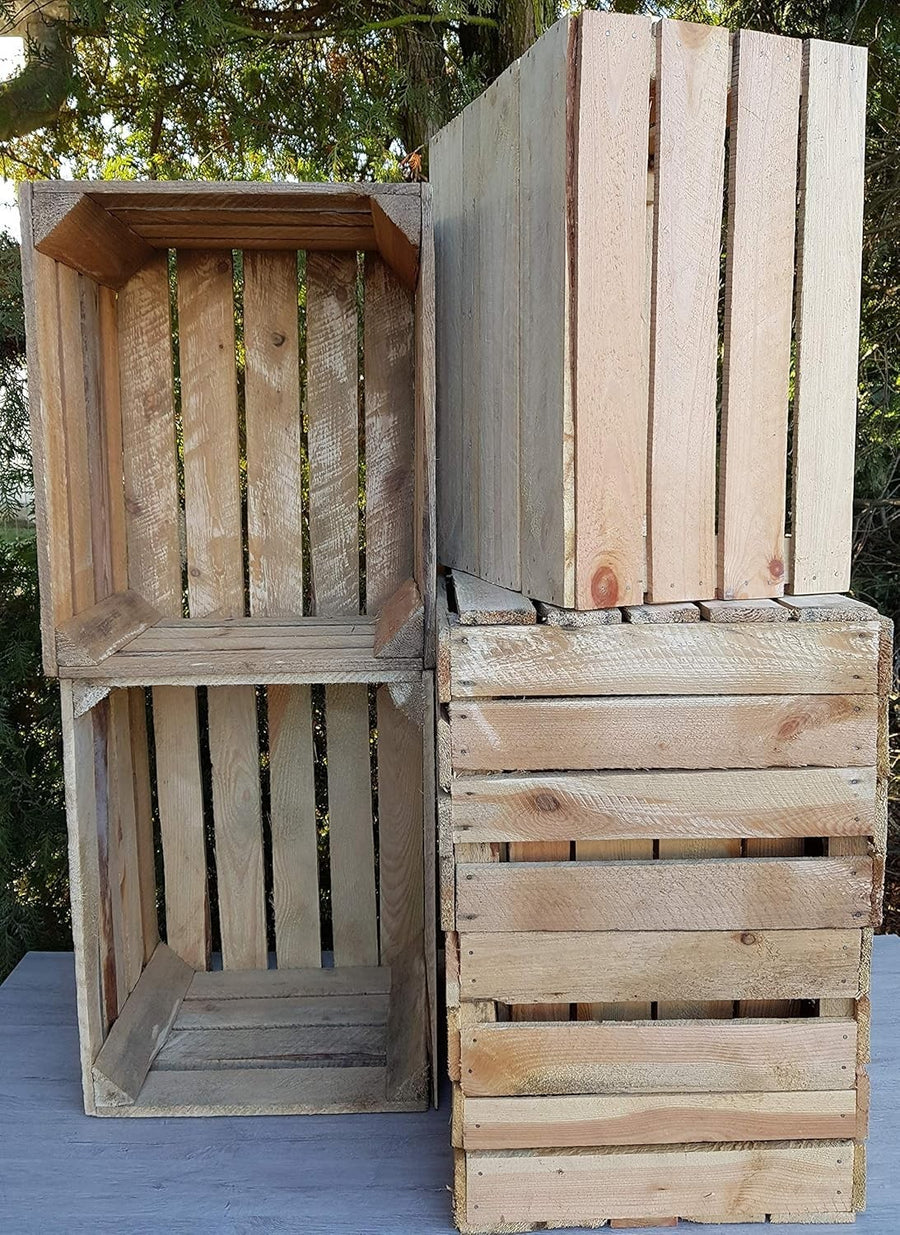 6 Pack Large Wooden Storage Crates Unfinished Boxes 50x40x30cm