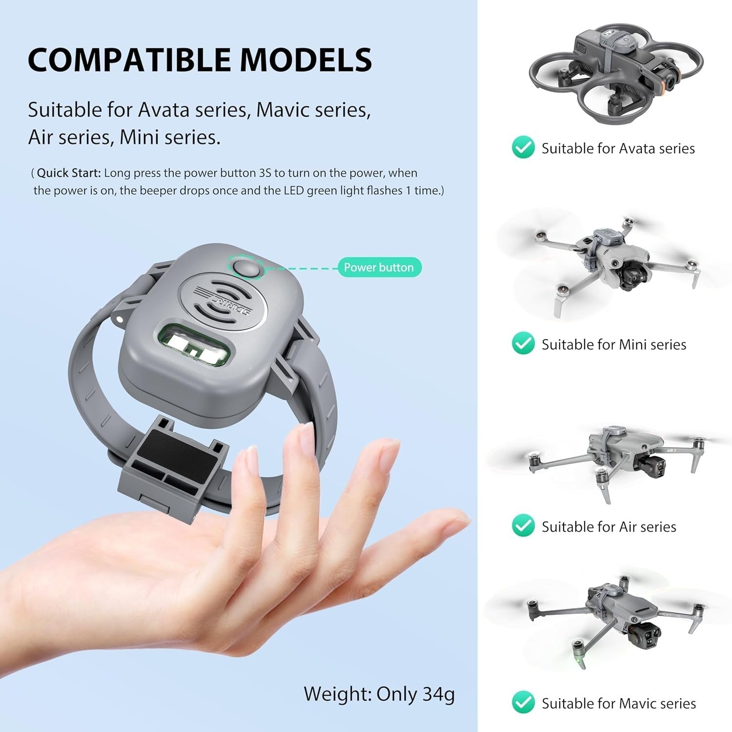 Drone Alarm Buzzer 120dB LED Lost Drone Locator Tracker for DJI Drones