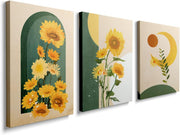 Sunflower Wall Art Set of 3 Framed Canvas 30x40cm