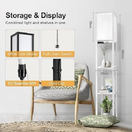 Floor Lamp Shelf Remote Dimmable LED USB Charging 4 Colour Light