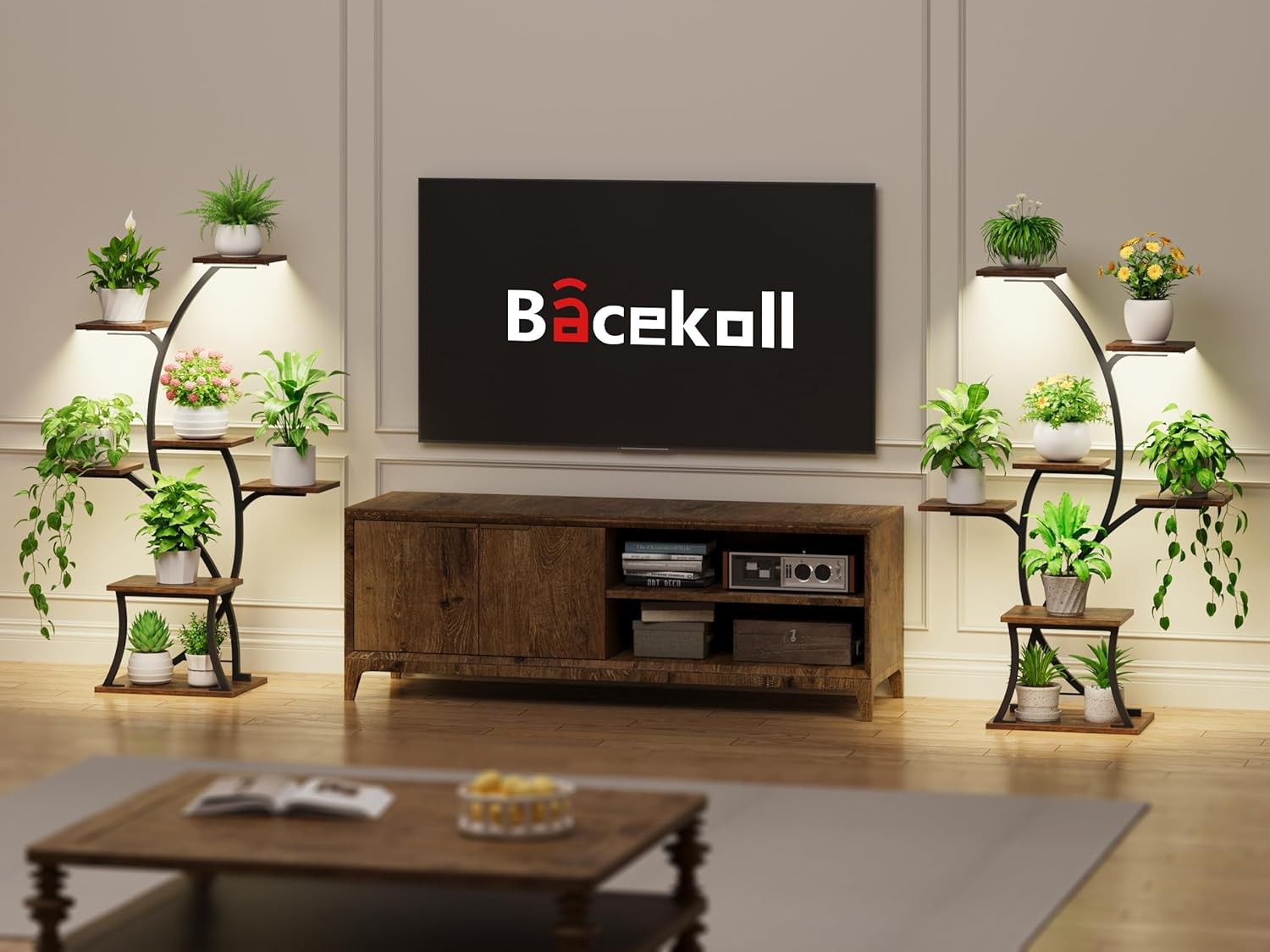 7 Tier Metal Plant Stand with Grow Lights Indoor Corner Tall Flower Shelf Rack