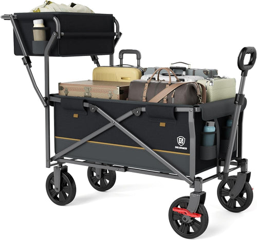Heavy Duty Foldable Festival Trolley Push & Pull Wagon with Basket