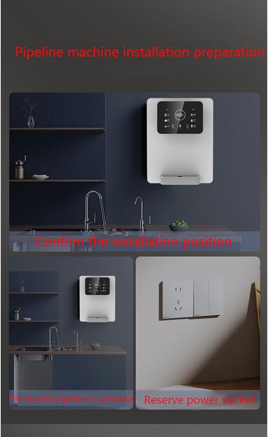 Mains Hot Cold Water Dispenser Touch Screen Child Lock Wall Mount