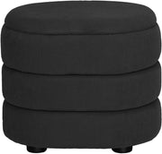 Dark Grey Velvet Oval Storage Ottoman Pouffe Footstool Vanity Seat