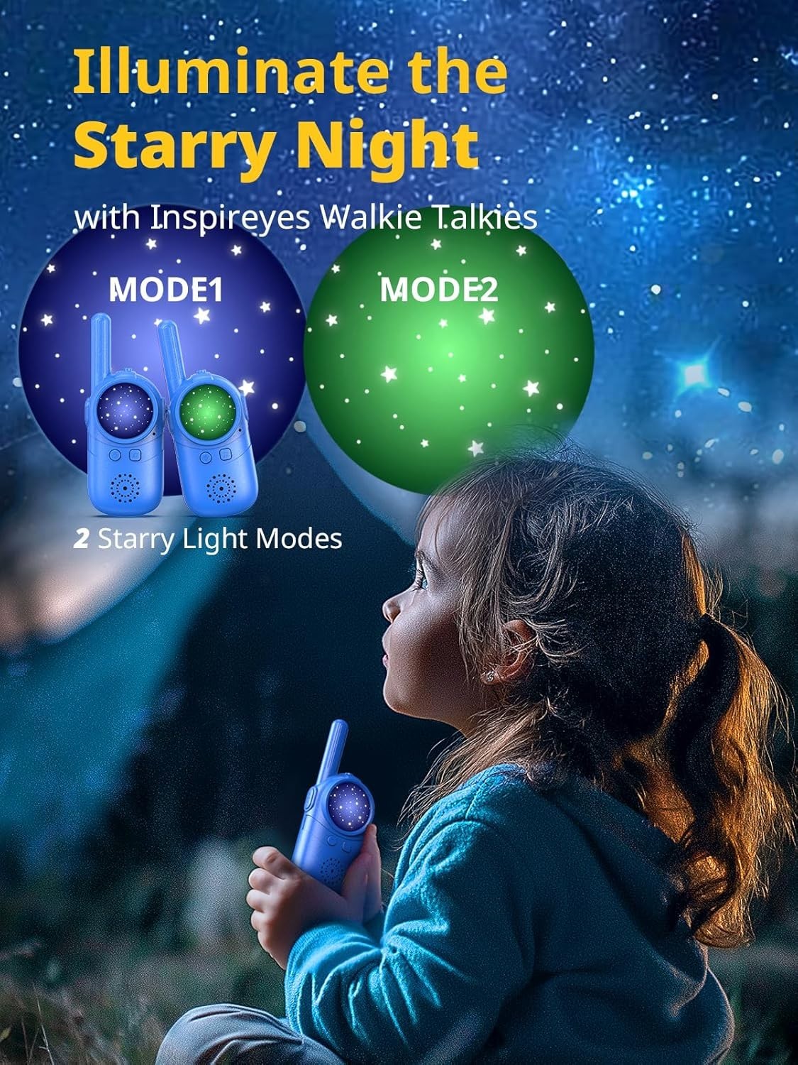 Kids Rechargeable Walkie Talkies 2 Pack Long Range Toddler Toy Blue