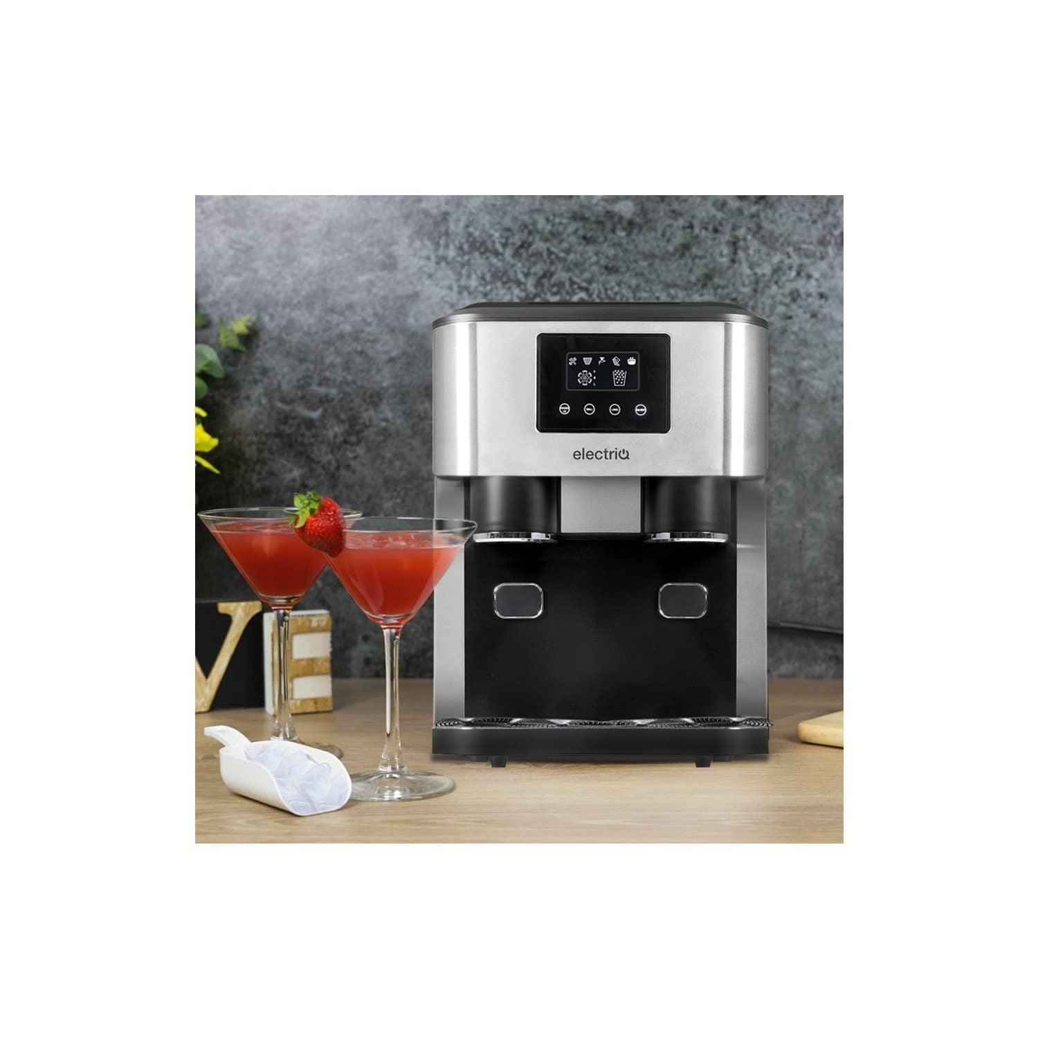 Countertop Ice Maker Ice Crusher Water Dispenser Stainless Steel