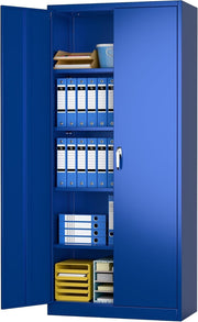 Blue Metal Storage Cabinet 180cm with Lock & Adjustable Shelves – Tall Cupboard