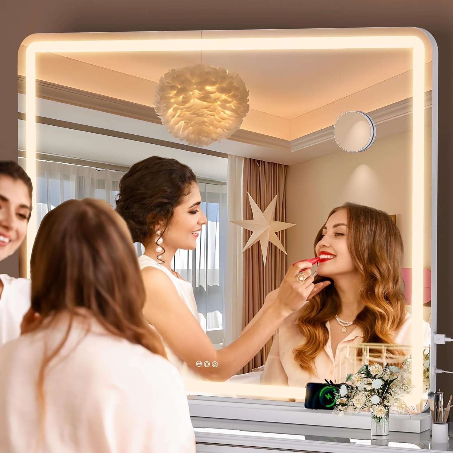 LED Makeup Mirror 95x65cm Vanity Lighted Touch Control Dimmable