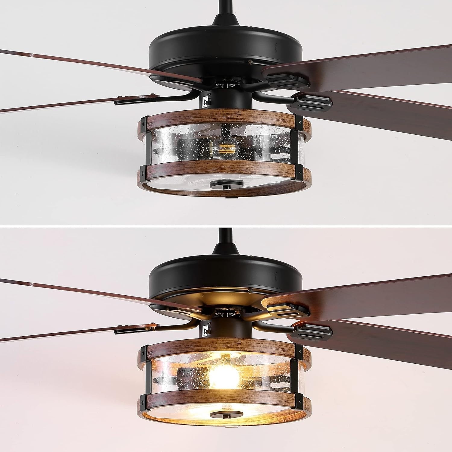 JONATHAN Y Joanna 52" LED Ceiling Fan, Rustic Iron/Wood, App & Remote