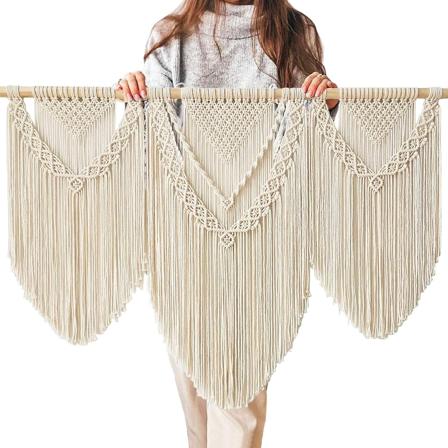 Large Boho Macrame Wall Tapestry 110x82cm Bedroom Decor