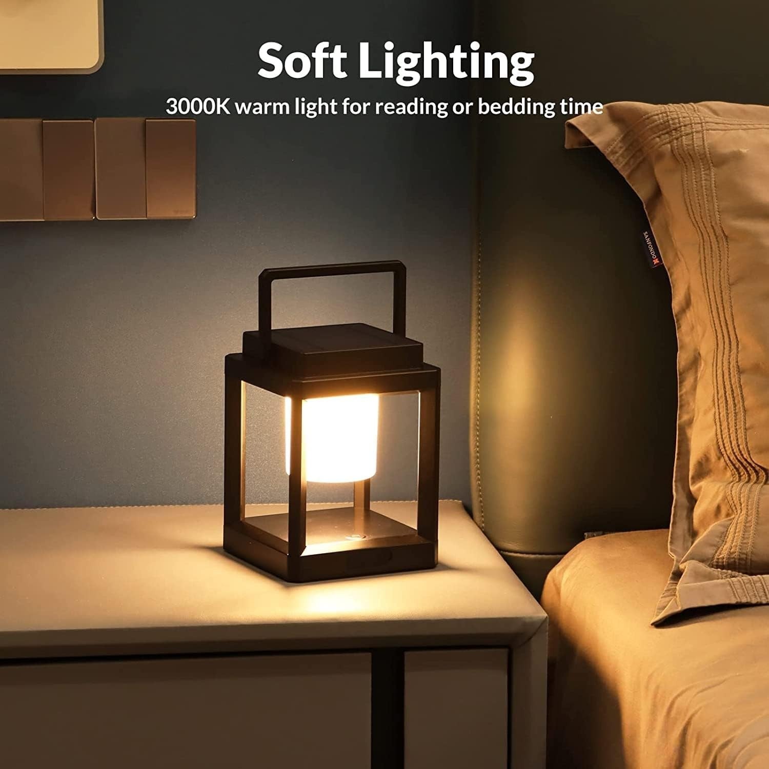 Solar LED Touch Table Lamp 3-Level Dimmable Outdoor Lantern