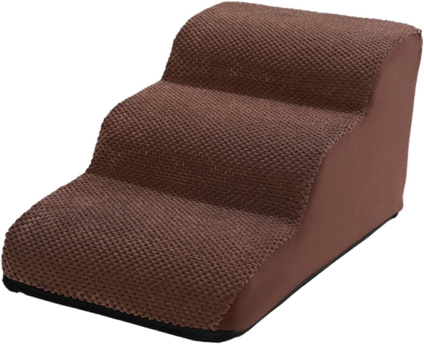 3-Step Dog Stairs Bed Sofa Non-Slip Foam Pet Ladder Brown