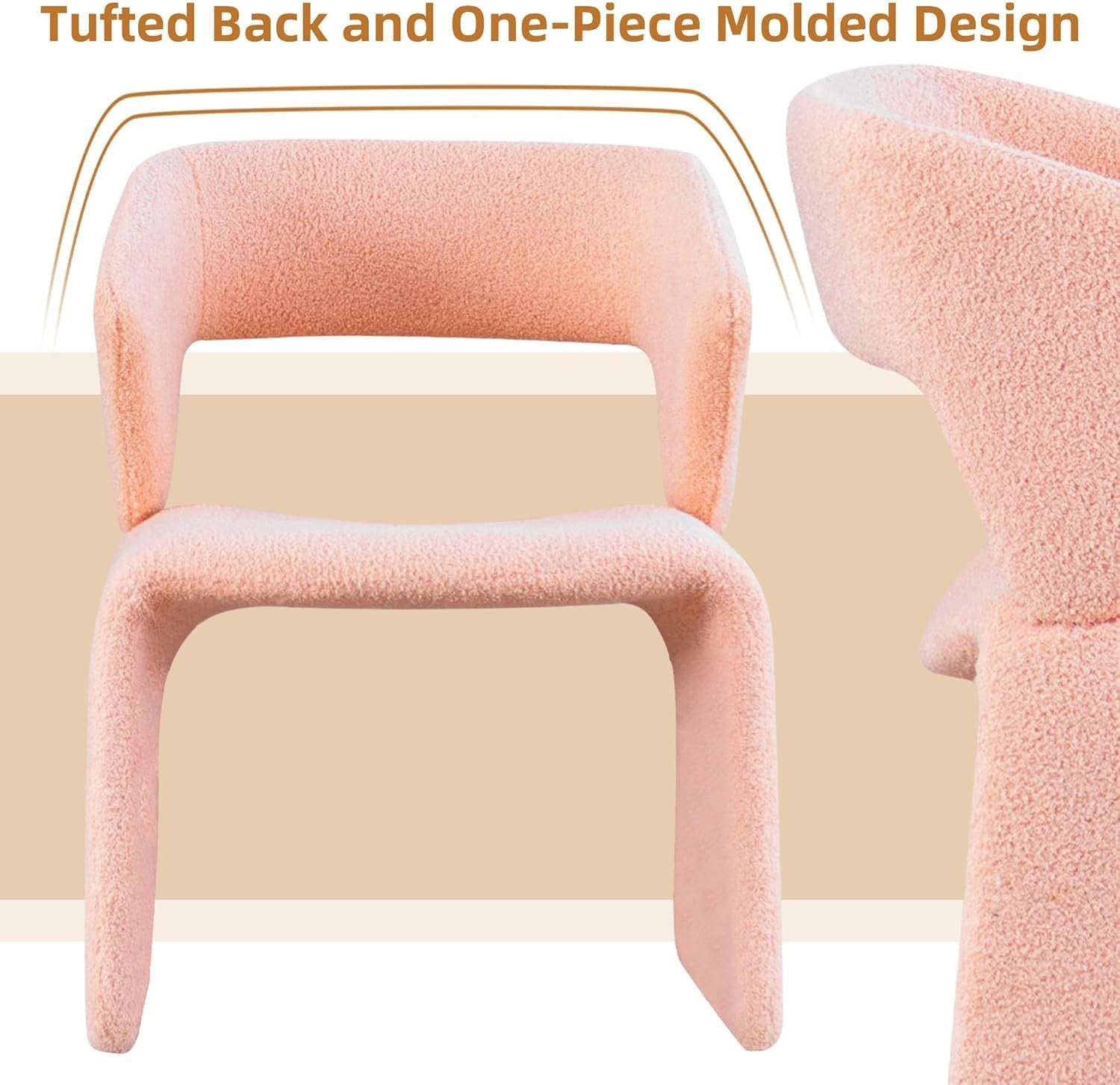 Pink Boucle Accent Chair Modern Vanity Bedroom Living Room Seat