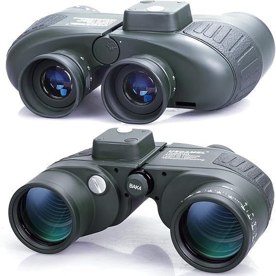 10x50 Marine Waterproof Binoculars with Compass & Rangefinder for Boating