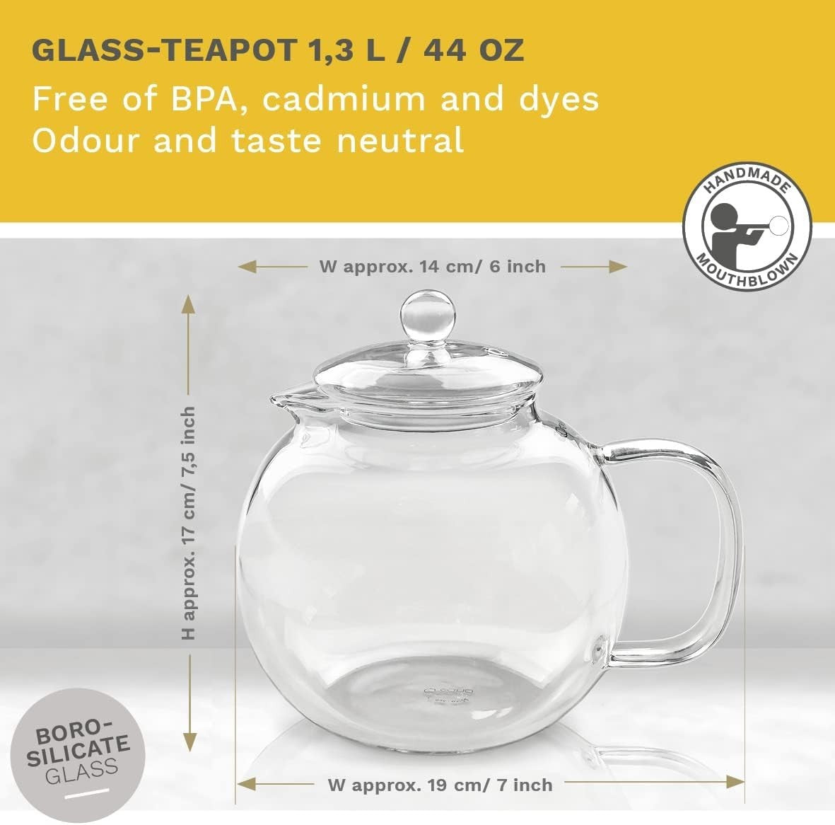 1.3L Glass Teapot Gift Set with Blooming Tea Flowers & Infuser
