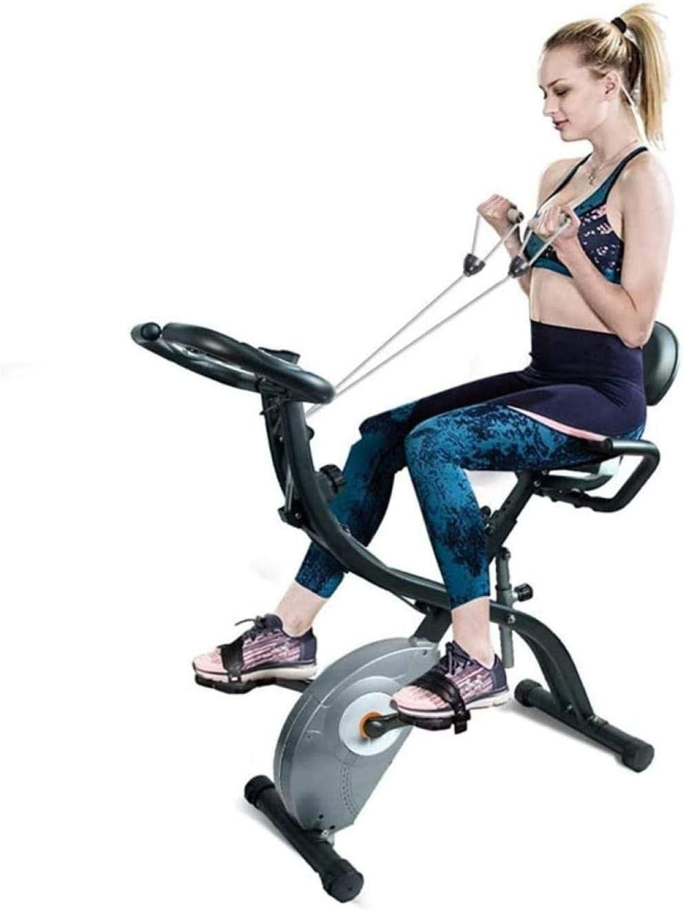 Foldable Magnetic Exercise Bike w/ LCD Monitor, 8 Levels & Adjustable Seat