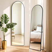 Full Length Arch Mirror 152x42cm Wall Mounted Black Frame Space Saving