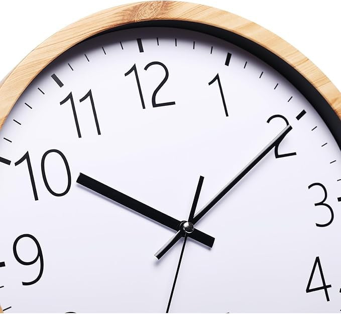 Modern 12 Inch Wooden Wall Clock Silent Non-Ticking Minimalist Home Decor
