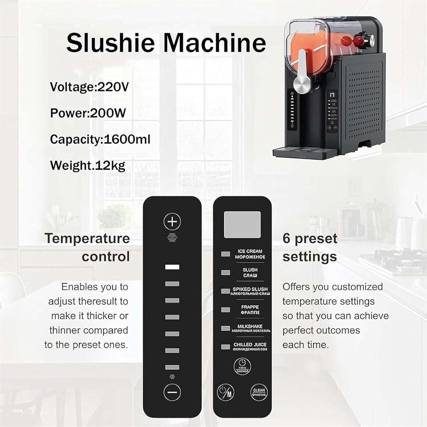 Commercial Slush Machine Frozen Drink Maker Auto Clean 1.6L Fast Freeze