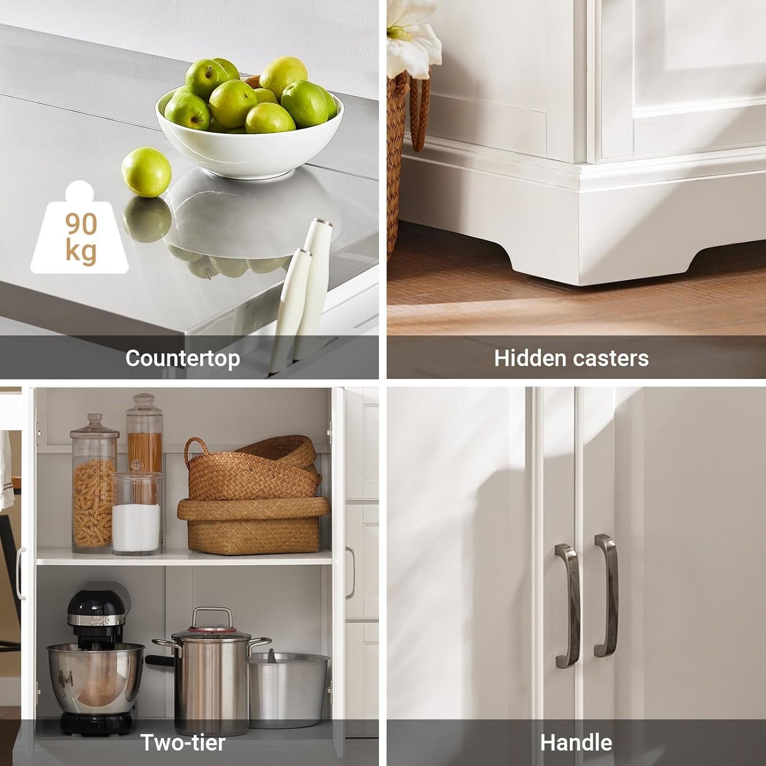 Extendable Kitchen Island on Wheels Stainless Steel Worktop Storage Cart
