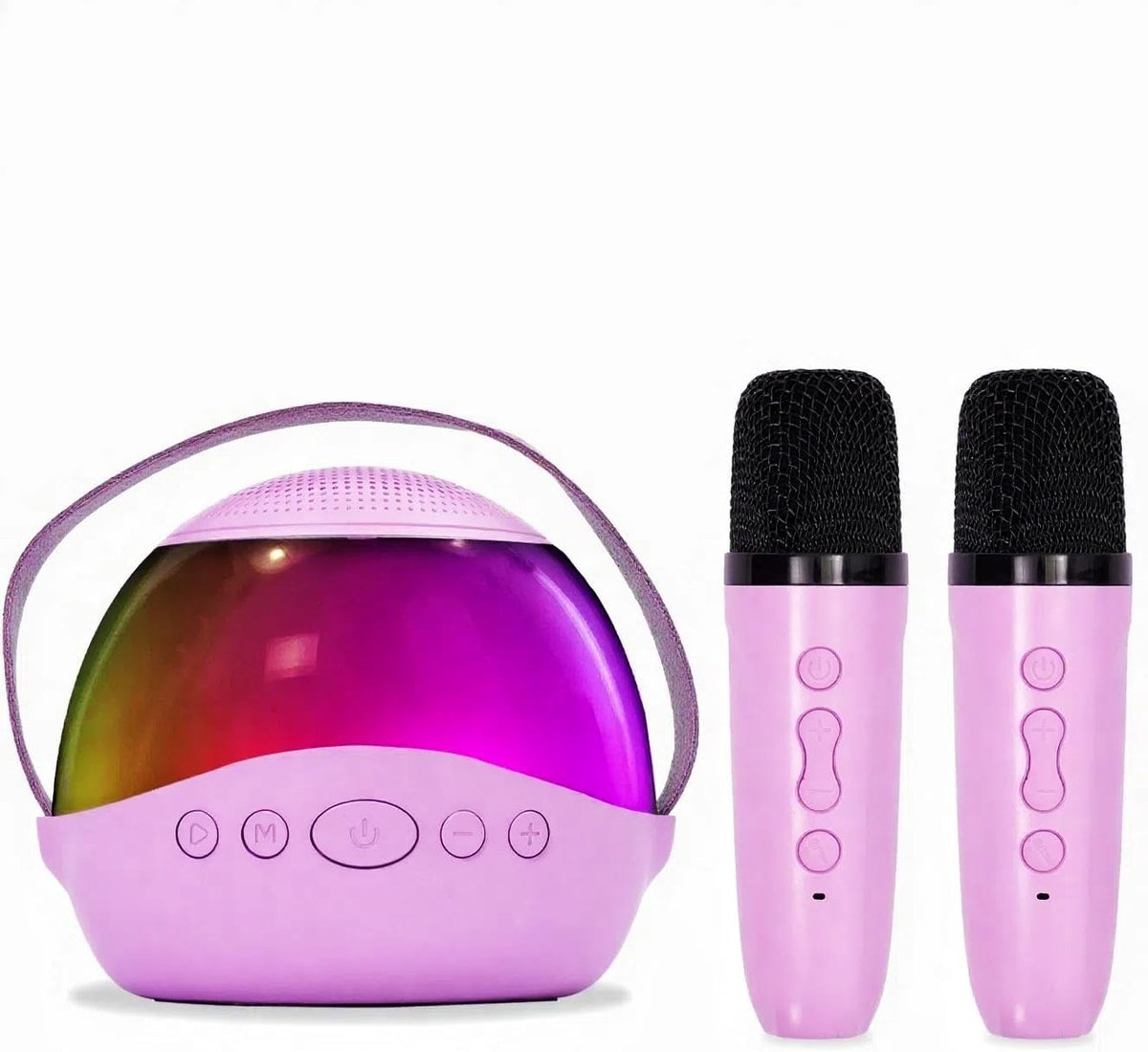Mini Kids Karaoke Machine 2 Mics Bluetooth LED Lights