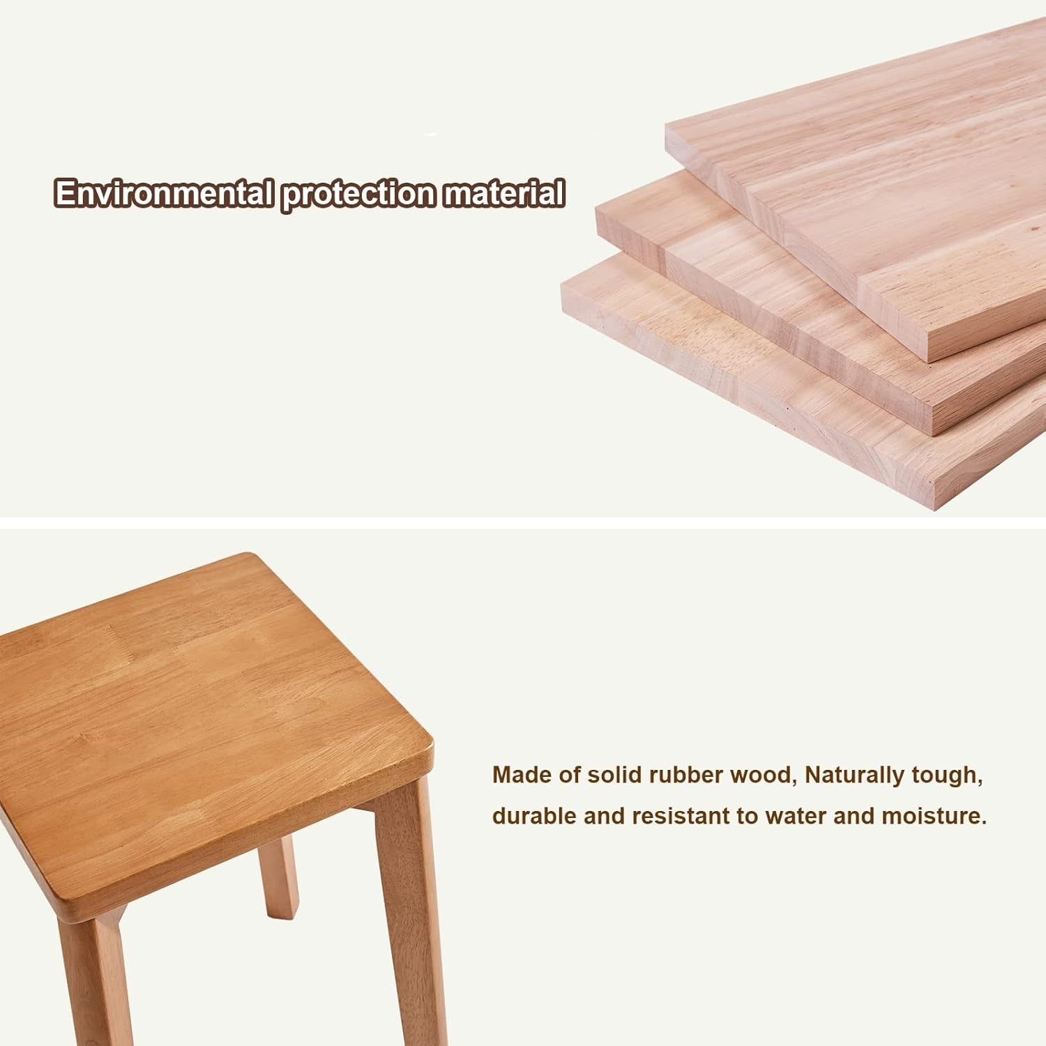 Natural Solid Wood Square Stool Modern Dressing Table Seat Small Chair