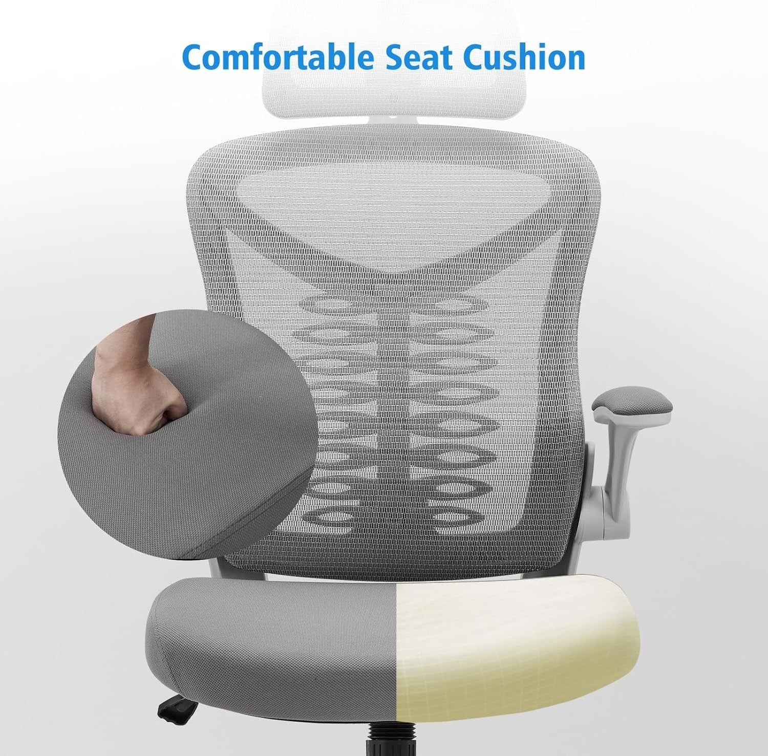 Ergonomic Mesh Office Chair Lumbar Support Reclining Desk Seat White