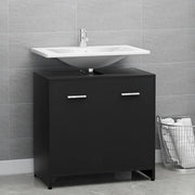 Black Bathroom Sink Cabinet 60x33x61cm Modern Vanity Storage Unit Cupboard
