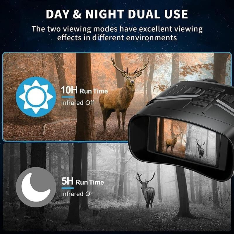 4K Night Vision Binoculars 3" Screen w/ 32GB Card HD Infrared Zoom Goggles