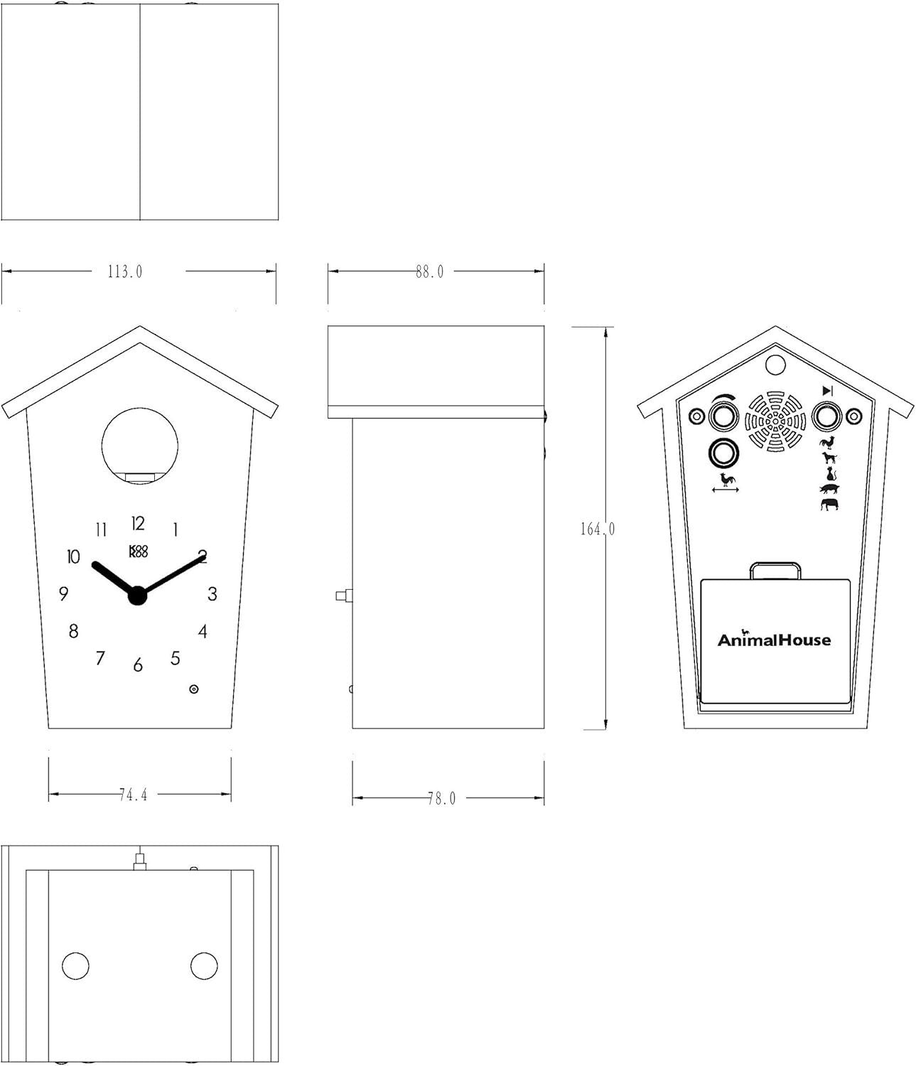 Kids Animal Sound Cuckoo Clock Blue Modern Silent Wall Clock Nursery