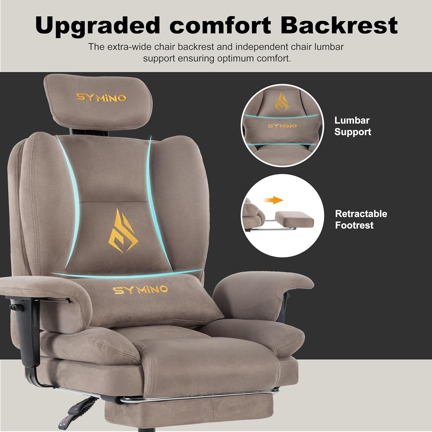 Ergonomic Gaming Chair with Footrest Pocket Spring Twill Fabric