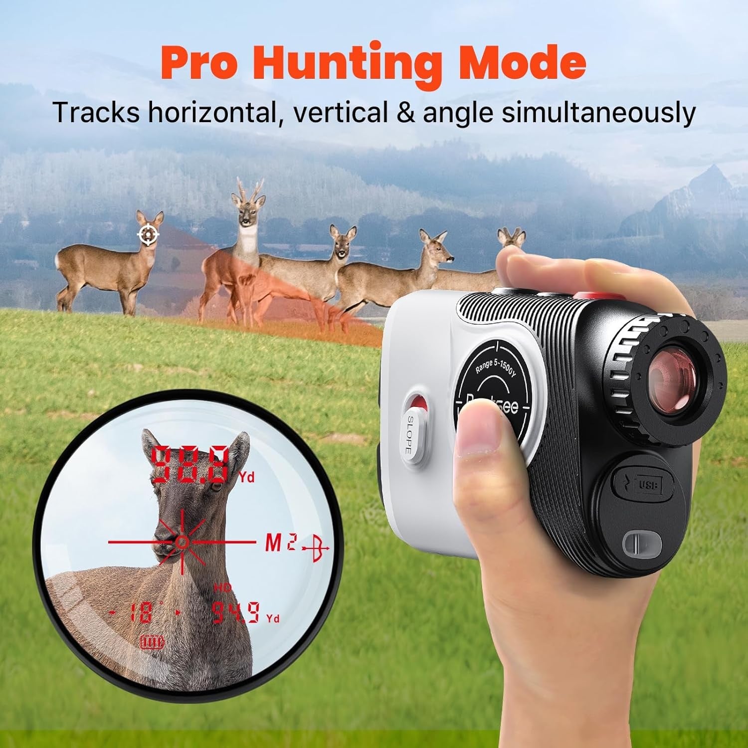 Golf Rangefinder with Slope 1500 Yards 7X Flag Lock Vibration Magnet