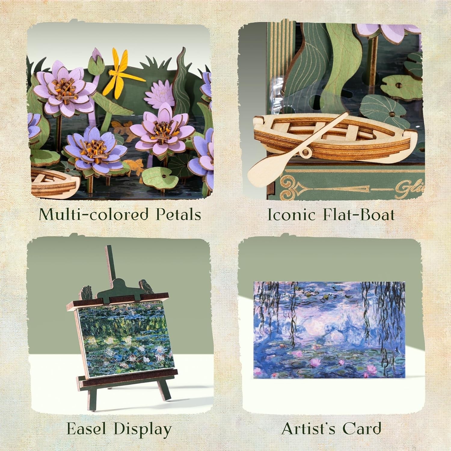 3D Wooden Flower Puzzle Wall Art Kit - DIY Decor Gift for Teens & Adults