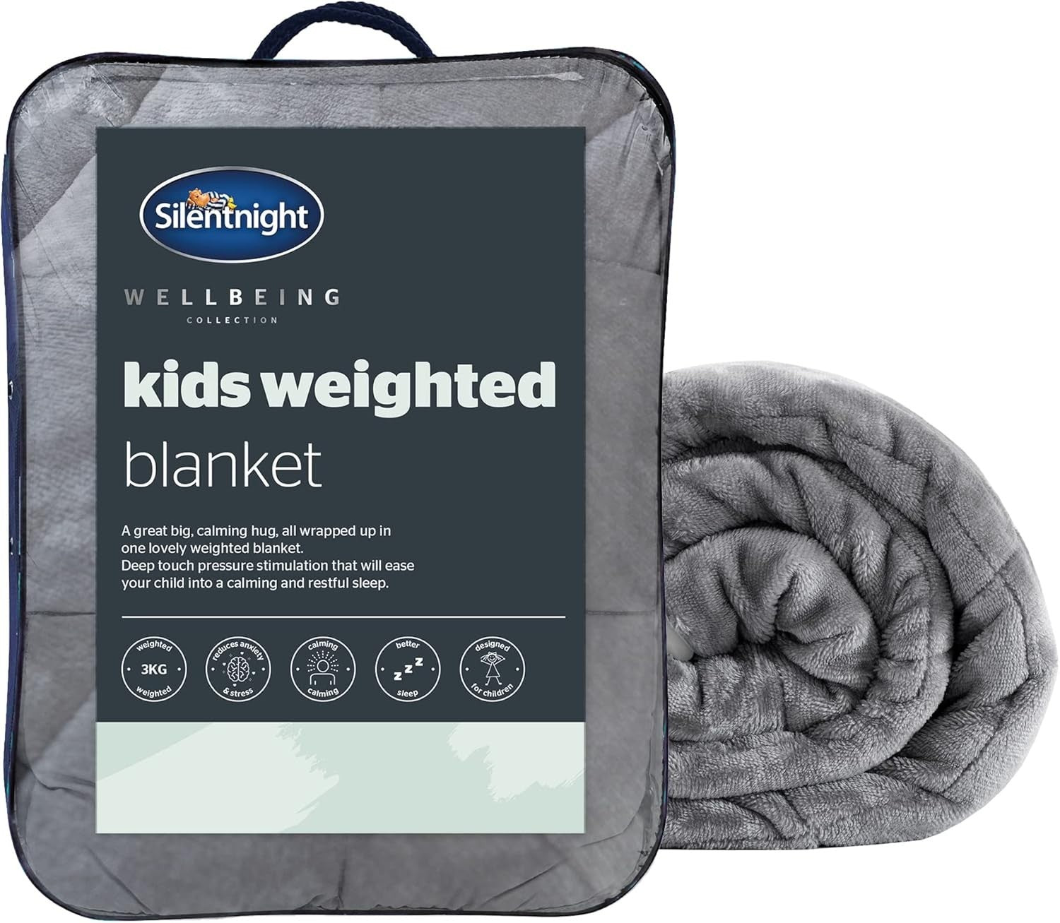 Kids Weighted Blanket Grey 3kg 100x150cm Calming Sensory Sleep Aid