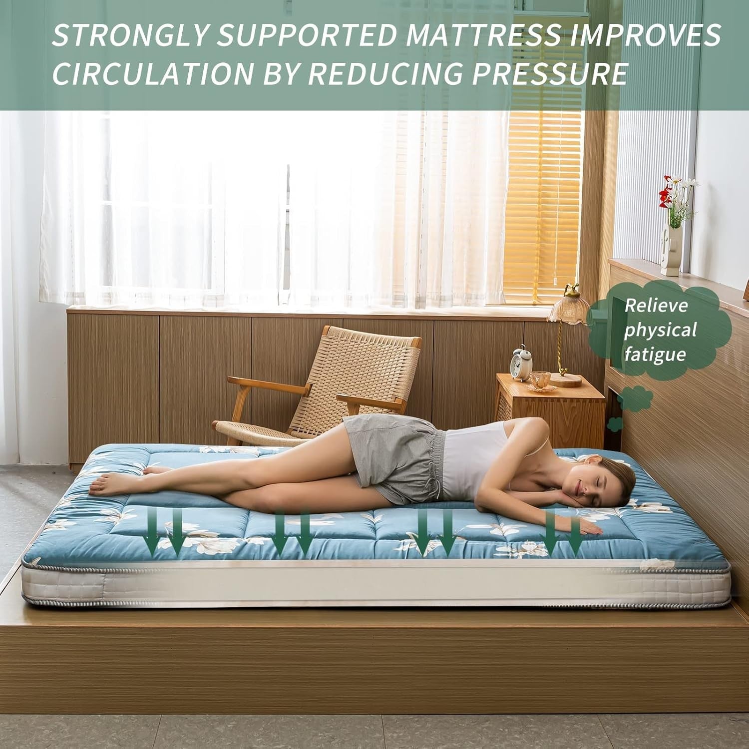 Extra Thick Japanese Floor Mattress Topper | Plush, Breathable Sleeping Pad