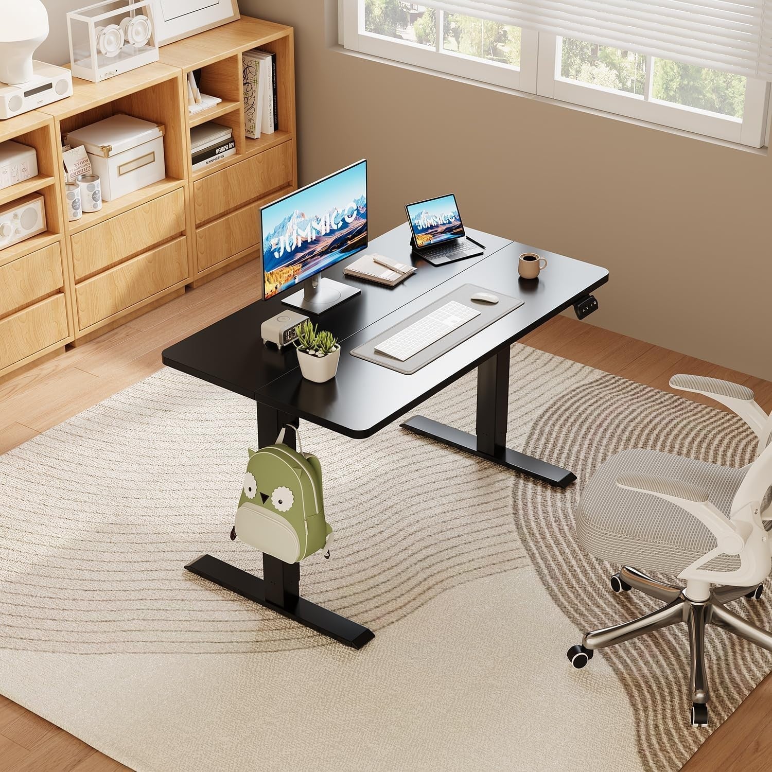 Electric Standing Desk 140x60cm Adjustable Sit Stand Table with Memory, Black