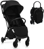 Black Baby Stroller One Hand Fold Lightweight Travel Buggy 5 Point